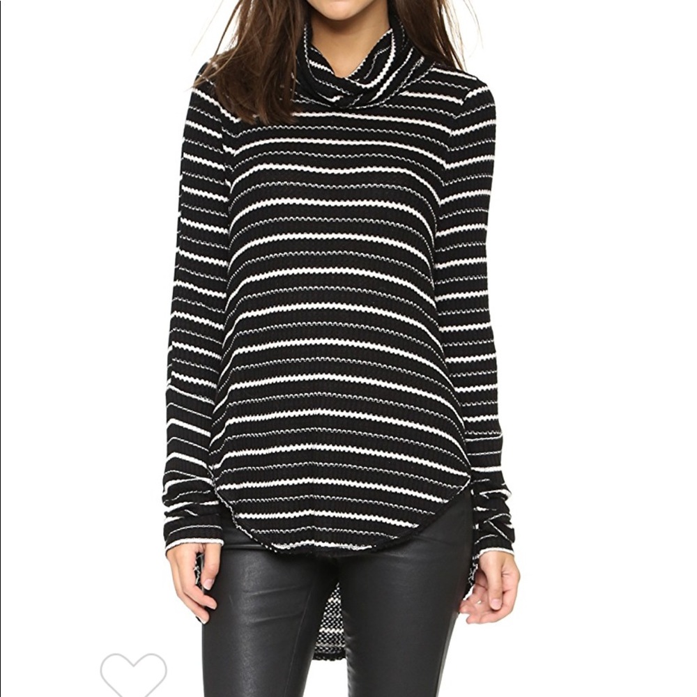 FREE PEOPLE DRIPPY STRIPED THERMAL JERSEY TOP XS